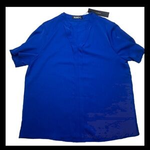 Allegra K Blouse Women's Size M Blue V-Neck Pullover